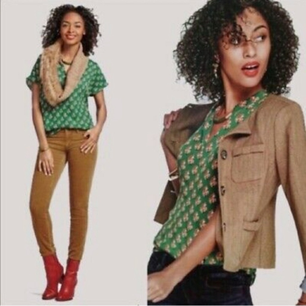 Cabi Green Floral Stevie Top Style 3252 Size XS
